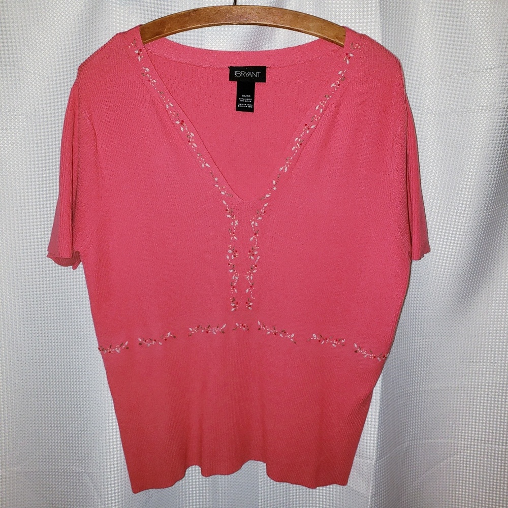 Lane Bryant V-Neck Sweater with Embroidered Detail